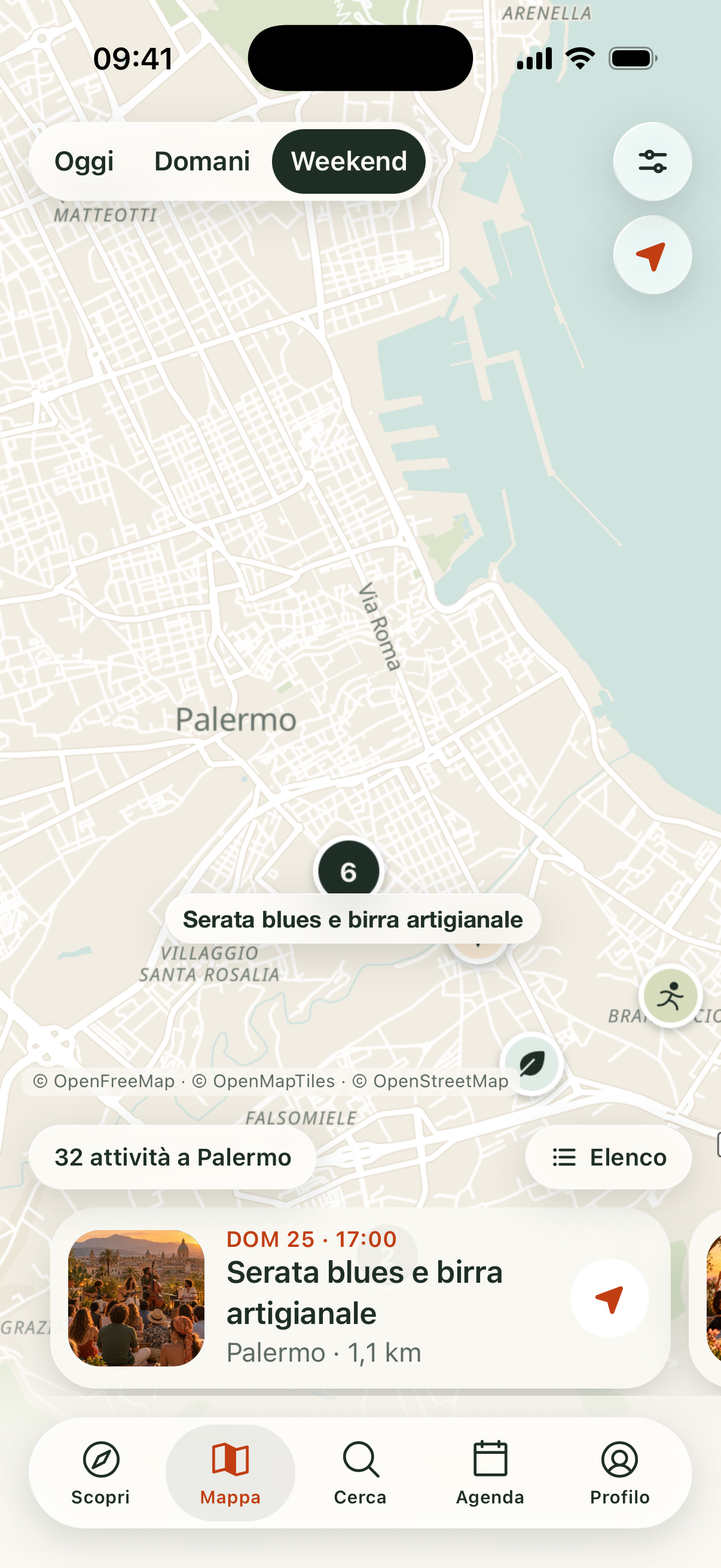 Mappa: attività intorno a Palermo
