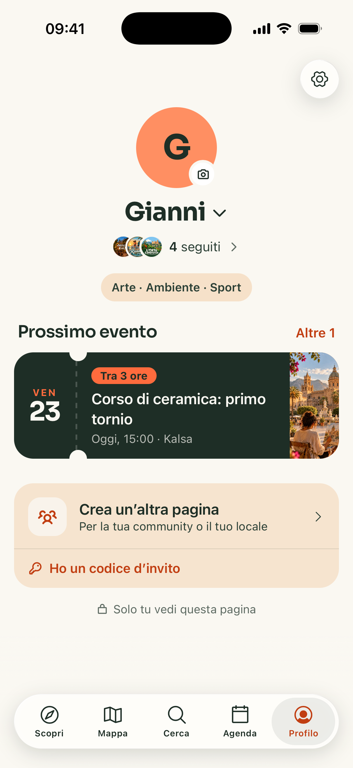 Profilo e prossimi incontri